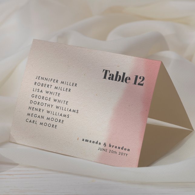 Blush & Bold Script Wedding Guest Names Place Card (Creator Uploaded)
