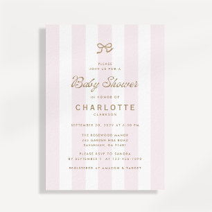 Blush Bold Stripe Baby Shower Invitation