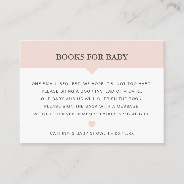 Blush Book Request Baby Shower Insert Card (Front)