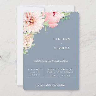 Blush Botanical Dusty Blue Wedding Invitation