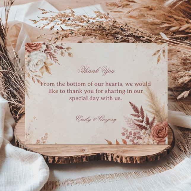 Blush Botanical Elegant Rustic Thank You Card (Creator Uploaded)