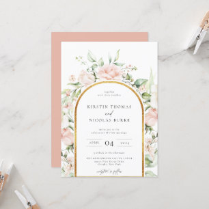Blush Botanical Floral Arch Frame Wedding Invitation