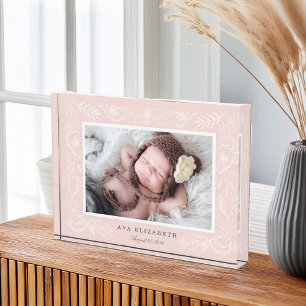 Blush Botanical Frame   Baby Photo Block