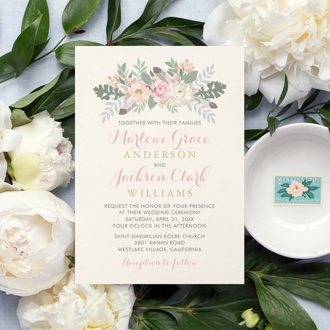 Blush Botanical Garden Wedding Invitation (Creator Uploaded)