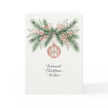 Blush Botanical Pine Bauble Christmas Card