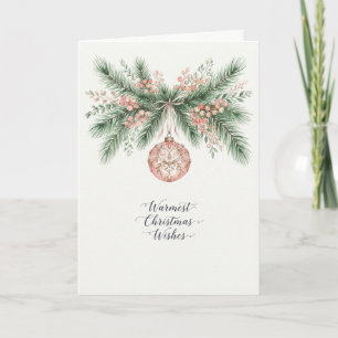 Blush Botanical Pine Bauble Christmas Card