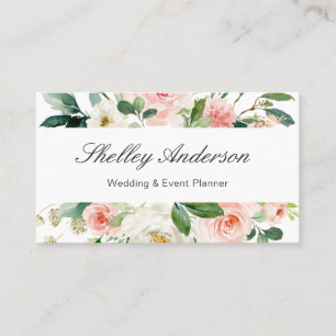 Blush Botanical Pink Floral Elegant Chic Calling Business Card