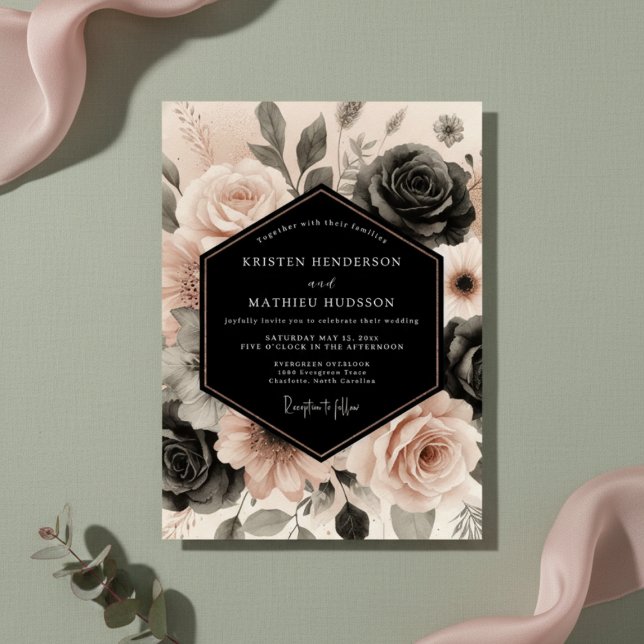 Blush Botanical Romance Wedding Invitation (Creator Uploaded)