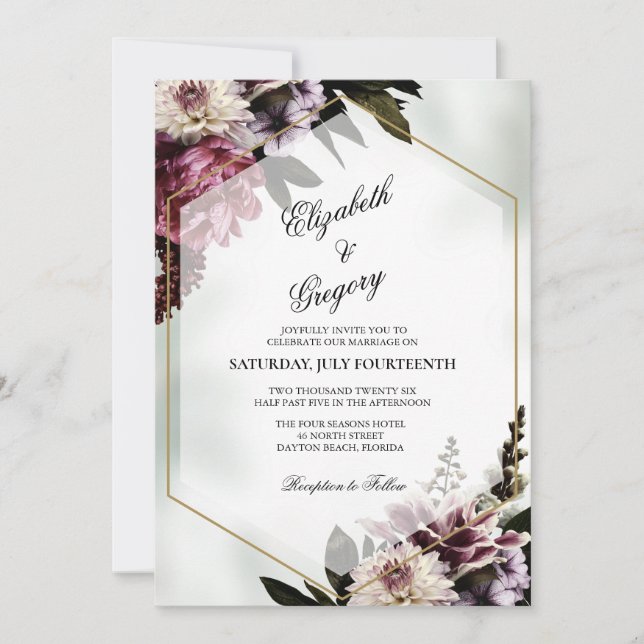 Blush botanical Wedding Invitation (Front)