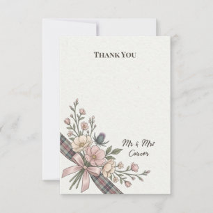 Blush Botanical Wedding Thank You Card