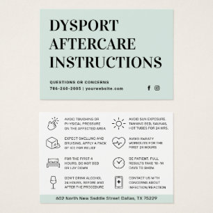 Blush Botox Injection Aftercare Instruction Card