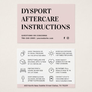 Blush Botox Injection Aftercare Instruction Card