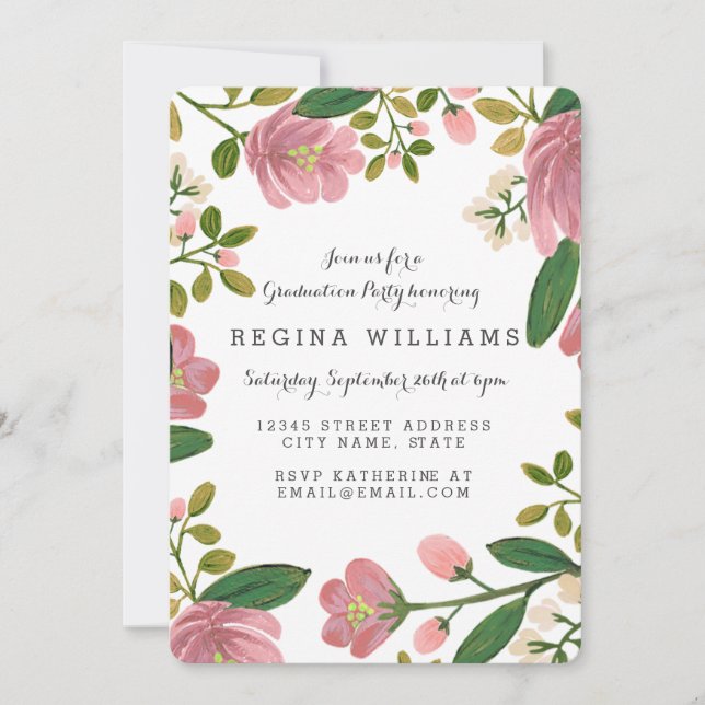 Blush Bouquet Grad Party Invitation (Front)