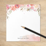 Blush Bouquet Personalised Name Monogram Notepad<br><div class="desc">Monogrammed stationery and office supplies make a great gift for teachers or your fave boss babes. This elegant design features a pastel pink floral border with abstract watercolor splashes. Add your name monogram or other custom text at the bottom. Use the design tools to edit the fonts and colours or...</div>