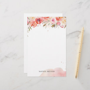 Blush Bouquet Personalised Name Monogram Stationery