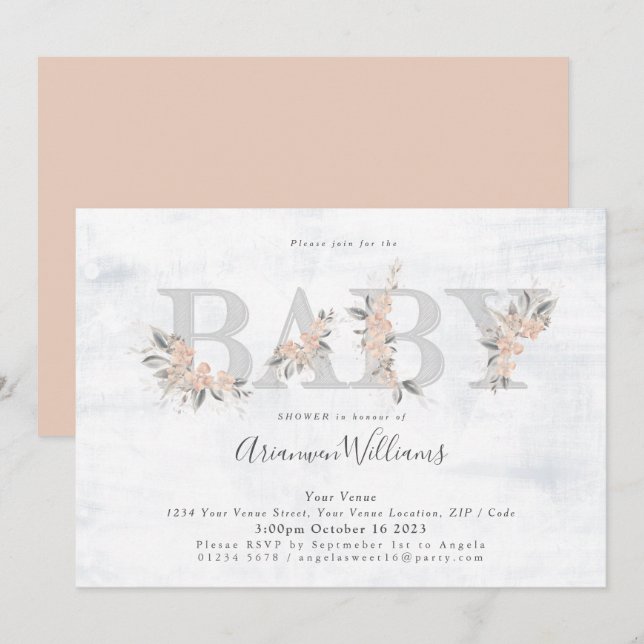 Blush bouquet  pink Baby shower Invitation (Front/Back)