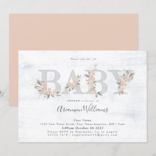 Blush bouquet  pink Baby shower Invitation