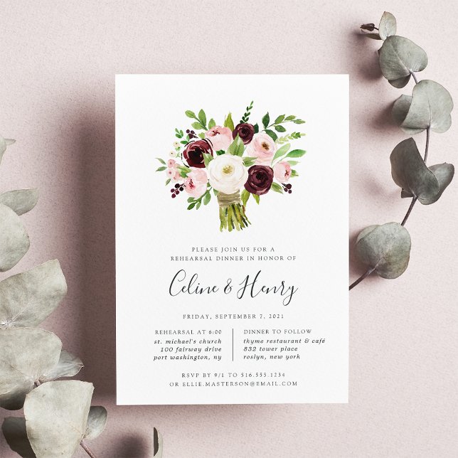 Blush Bouquet Rehearsal Dinner Invitation (Creator Uploaded)