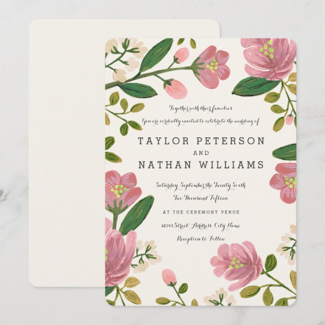 Blush Bouquet Wedding Invitations (Front/Back)