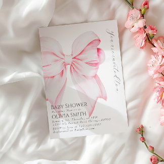 Blush Bow Baby Shower Invitation