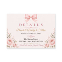 Blush Bow Bridal Shower Details Card