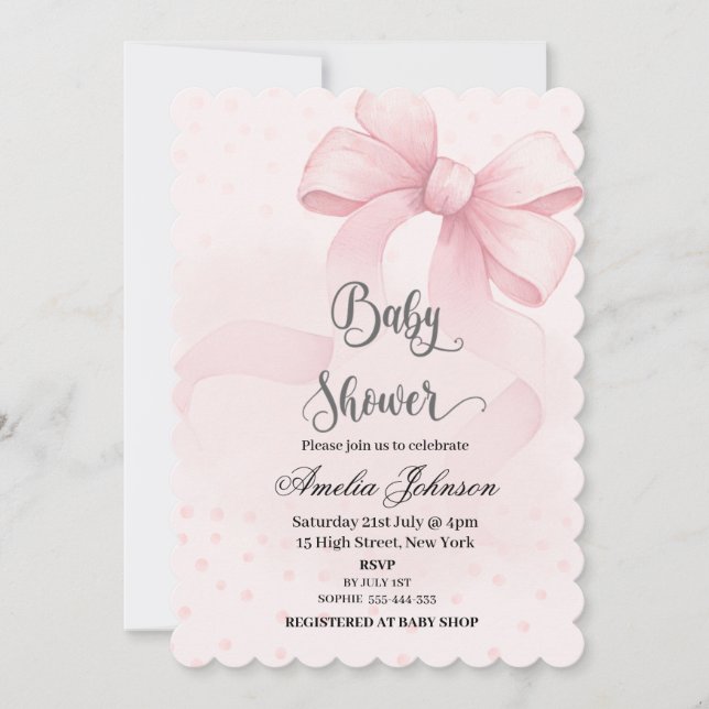 Blush & Bow Coquette Baby Shower  Invitation (Front)