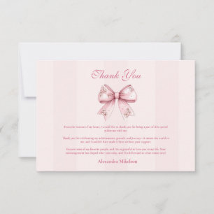 Blush Bow Graduation Party Thank You Card