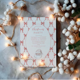 Blush Bow Santa Christmas Invitation