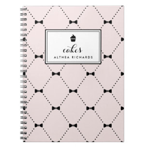 Blush Bow Tie Pattern   Baking Recipe Notebook