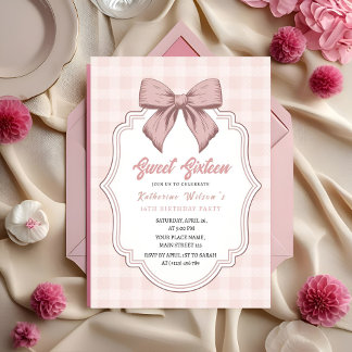 Blush & Bows Coquette Birthday Invitation