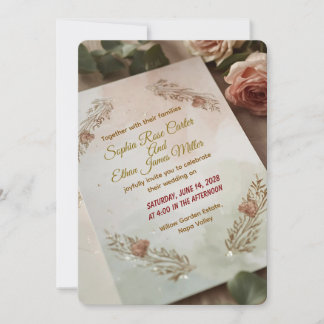 Blush & Breeze – Modern Romantic Wedding Invitatio Invitation