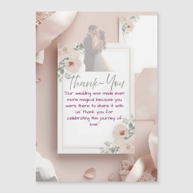 Blush & Breeze Modern Wedding Thank You Card (Front)