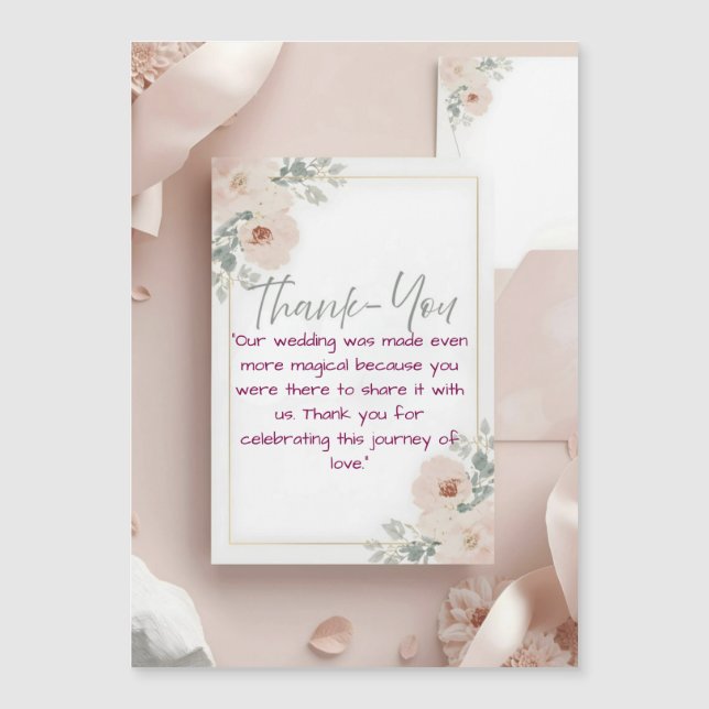 Blush & Breeze Modern Wedding Thank You Card (Front)