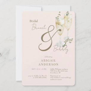 Blush Bridal Brunch & Bubbly Shower  Invitation