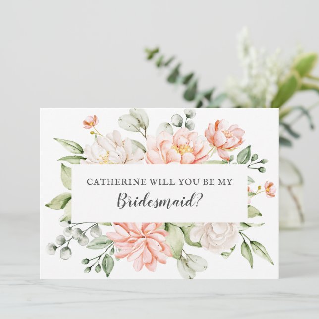 Blush Bride Best friend Will You Be My Bridesmaid Invitation (Standing Front)