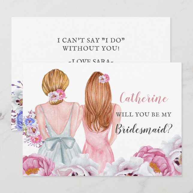 Blush Bride Best friend Will You Be My Bridesmaid Invitation (Front/Back)