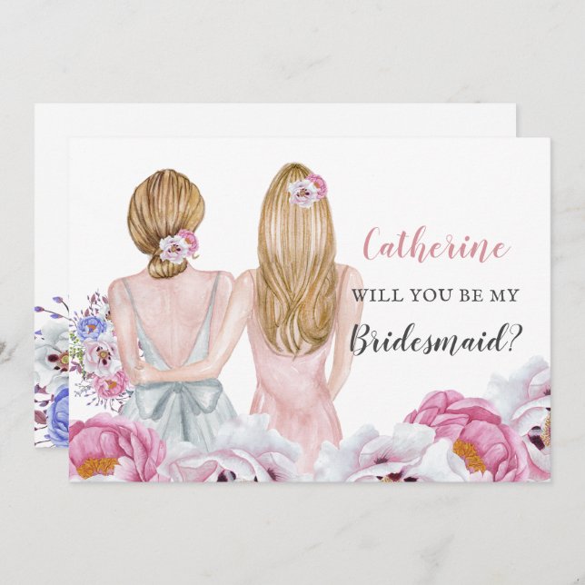 Blush Bride Best friend Will You Be My Bridesmaid Invitation (Front/Back)