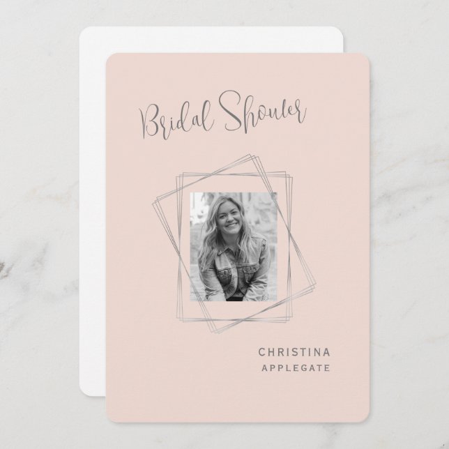 Blush Bride Photo Bridal Shower Rounded Invitation (Front/Back)