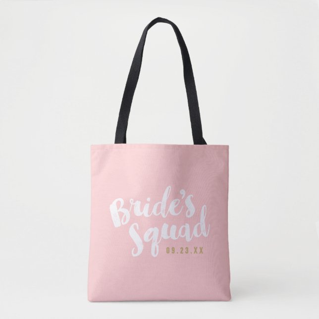 Blush Bride's Squad Personalised Bridal Party Tote (Front)