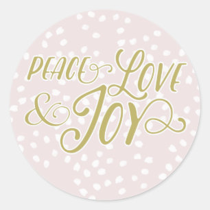 Blush & Bronze Peace Love Joy   Holiday Stickers