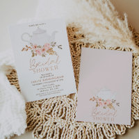 Blush Brown Boho Floral Tea Party Bridal Shower