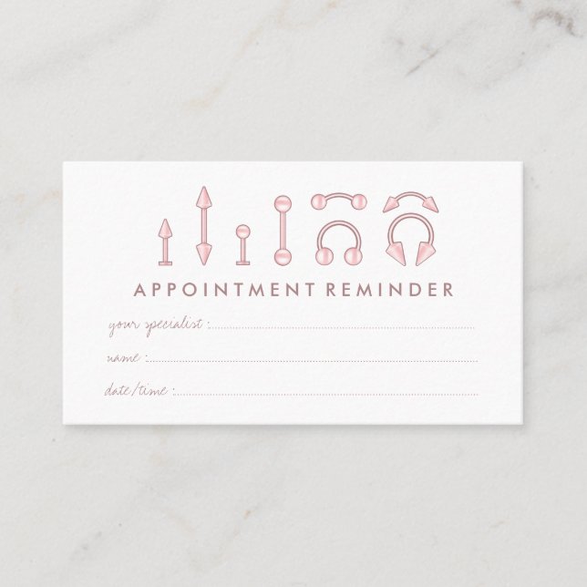 Blush Brown Jewellery Appointment Body Piercing Business Card (Front)