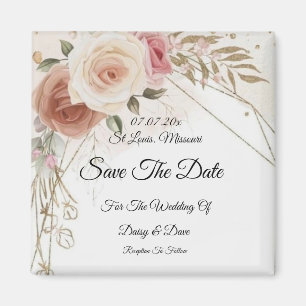 Blush Brown Save The Date Magnet invitation 