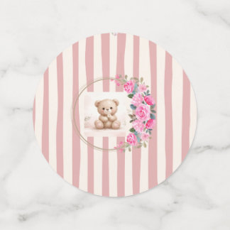 blush brown teddy bear floral watercolour confetti