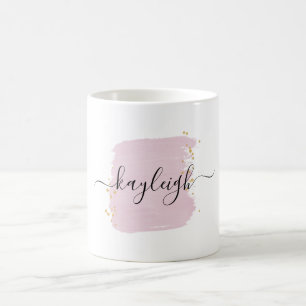 Blush Brush Stroke Gold Dots Coffee Mug