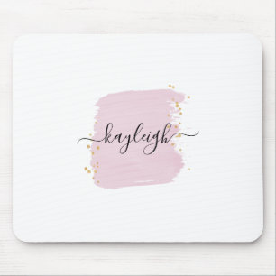 Blush Brush Stroke Gold Dots Mouse Mat
