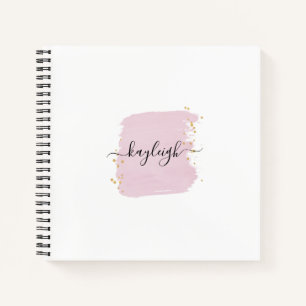 Blush Brush Stroke Gold Dots Notebook