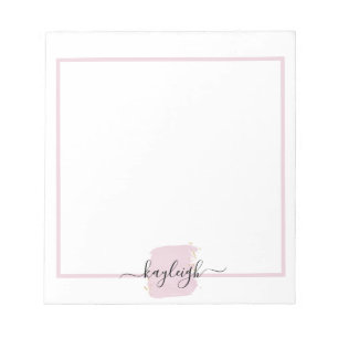 Blush Brush Stroke Gold Dots Notepad