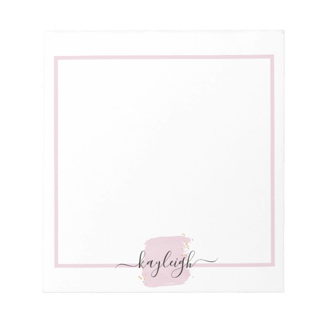 Blush Brush Stroke Gold Dots Notepad (Front)