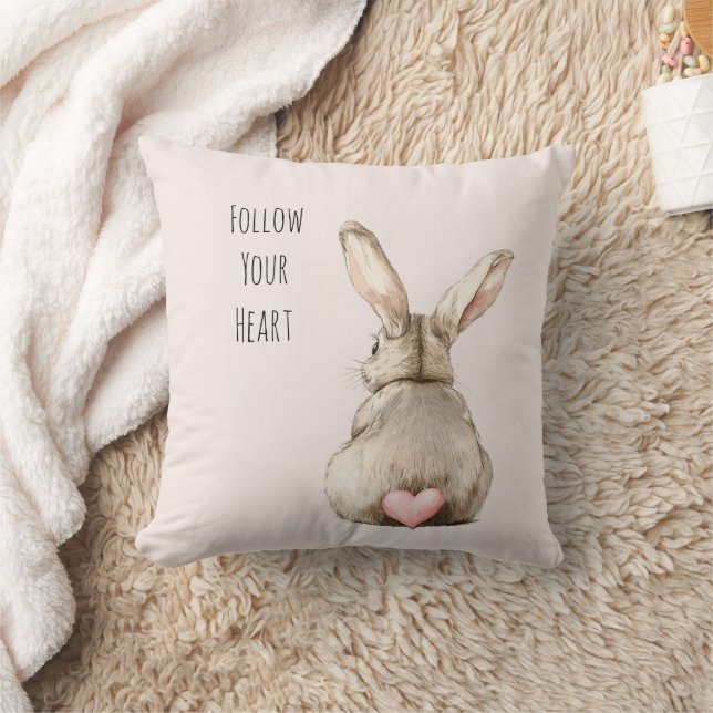 Blush Bunny Rabbit Heart Cushion (Blanket)